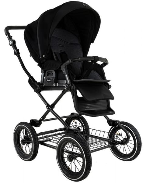 Детская коляска Roan Bass Next Classic 2.0 d12 3 в 1 с автокреслом Tutis Elo Lux EduSky Black BNC/85/2 Caviar/Black/руч.Cappuccino