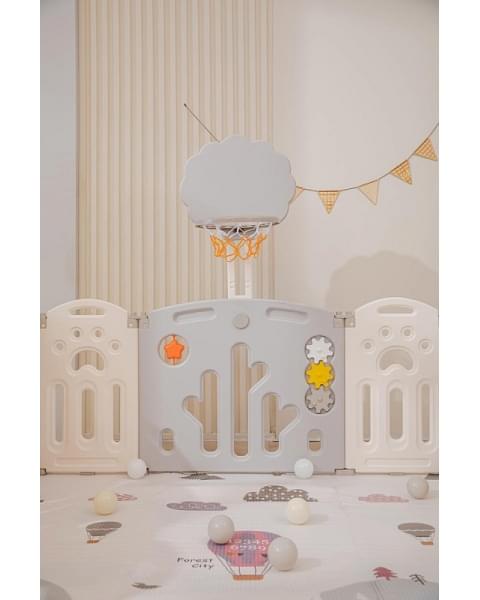 Манеж UNIX Kids DeLuxe Grey,180 x 200 см с игровыми аксессуарами