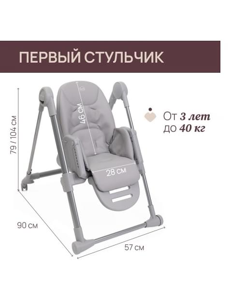 Стульчик для кормления Chicco Polly Armonia, Steel (Светло-серый)