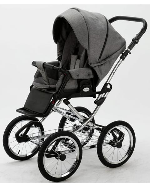 Детская коляска Adamex Porto Retro 3 в 1 PO-PS05 (Т.СЕР+Т.СЕР.КОЖА)