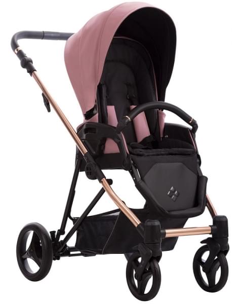Детская коляска Bebetto Yoddi Premium Class 2 в 1 05 розовая кожа рама бронза