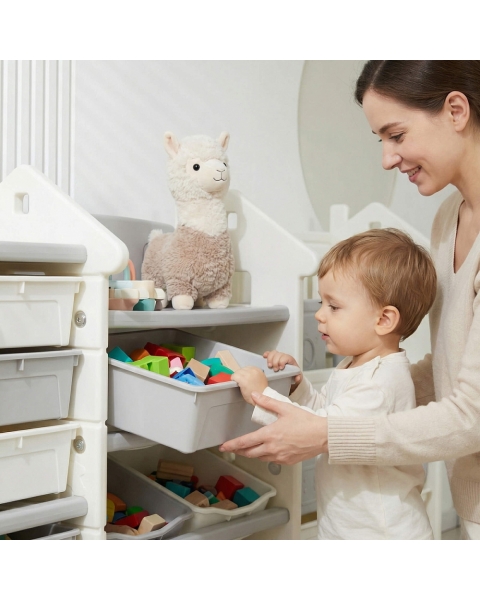 Стеллаж для игрушек и книг UNIX Kids Замок Сastle серый