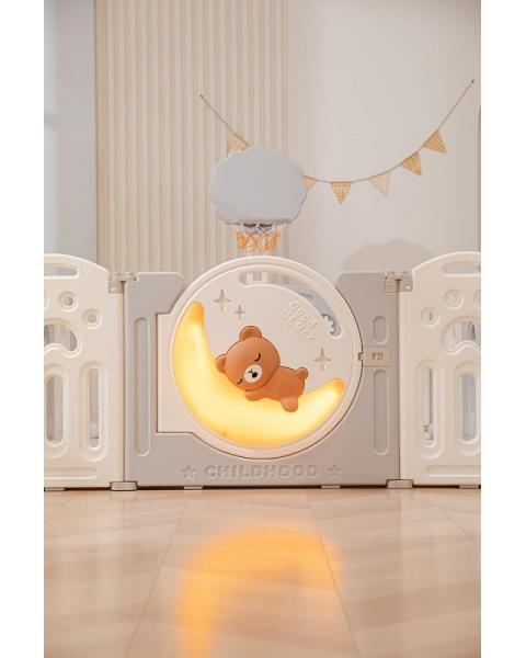 Манеж UNIX Kids DeLuxe Grey,180 x 200 см с игровыми аксессуарами