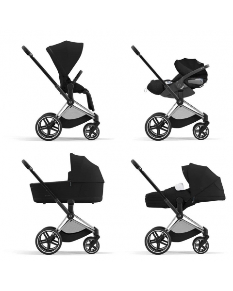 Коляска 2 в 1 Cybex Priam IV шасси Rose Gold, Deep Black (Черный)