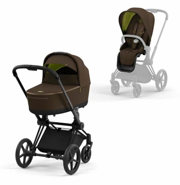 Коляска 2 в 1 Cybex Priam IV шасси Matt Black, Khaki Green (Хаки)