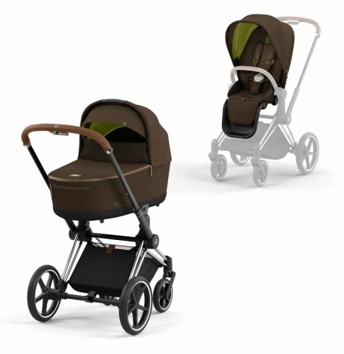 Коляска 2 в 1 Cybex Priam IV шасси Chrome Brown, Khaki Green (Хаки)