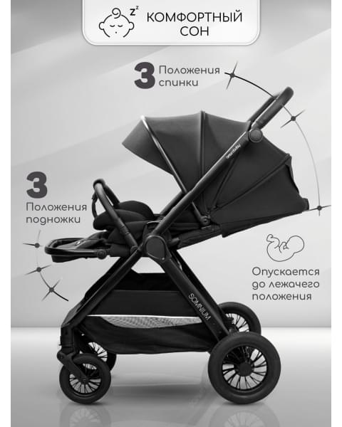 Прогулочная коляска с реверсивным блоком Amarobaby, Somnium, чёрный