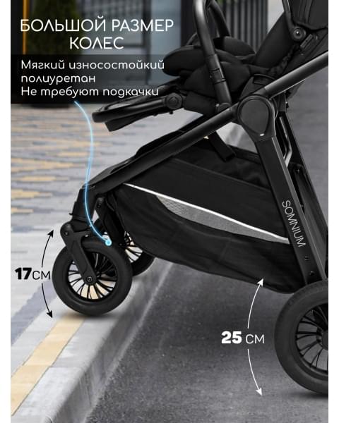 Прогулочная коляска с реверсивным блоком Amarobaby, Somnium, чёрный