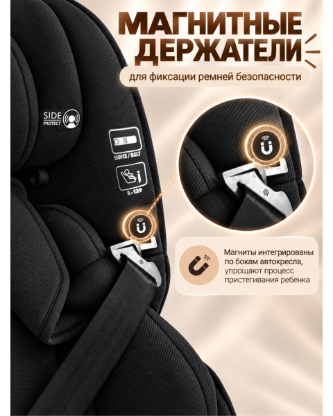 Автокресло с опорной ногой Amarobaby Security, i-Size, для детей 40-150 см, чёрный