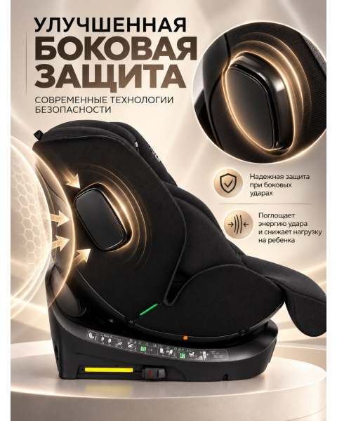 Автокресло с опорной ногой Amarobaby Security, i-Size, для детей 40-150 см, чёрный