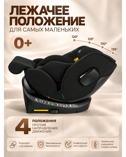 Автокресло с опорной ногой Amarobaby Security, i-Size, для детей 40-150 см, чёрный