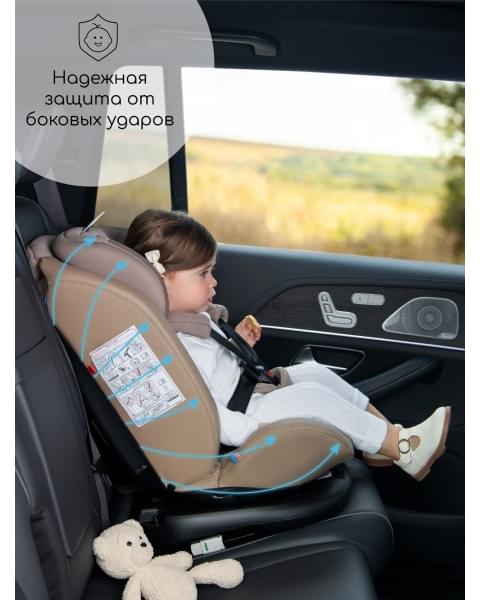 Автокресло детское AMAROBABY Brilliant ISOFIX класс D, группа 0+/1/2/3, (бежевый)