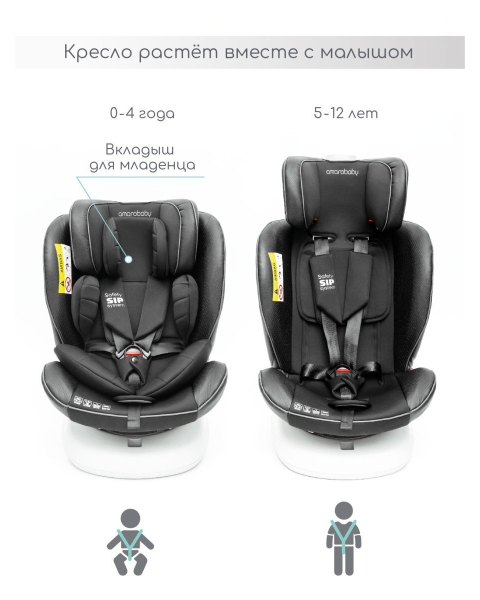 Автокресло детское AMAROBABY CHAMPION, Isofix класс D, группа 0+/1/2/3, (черный)