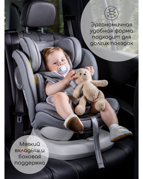 Автокресло детское AMAROBABY CHAMPION, Isofix класс D, группа 0+/1/2/3, (черный)