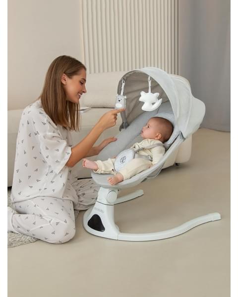 Электронные качели детские Amarobaby Funny swing, серый