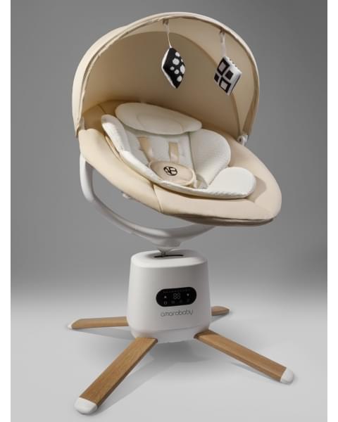 Качели электронные детские Amarobaby Jolly swing, молочный, белый вкладыш