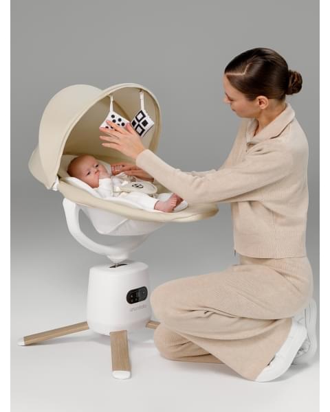 Качели электронные детские Amarobaby Jolly swing, молочный, белый вкладыш