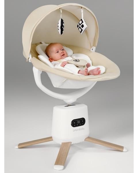 Качели электронные детские Amarobaby Jolly swing, молочный, белый вкладыш