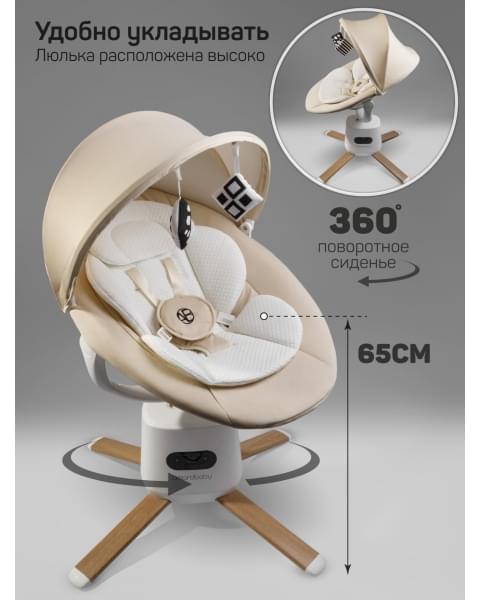 Качели электронные детские Amarobaby Jolly swing, молочный, белый вкладыш