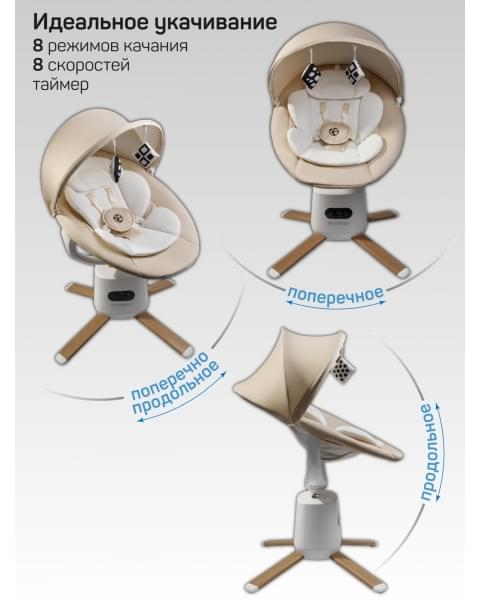 Качели электронные детские Amarobaby Jolly swing, молочный, белый вкладыш