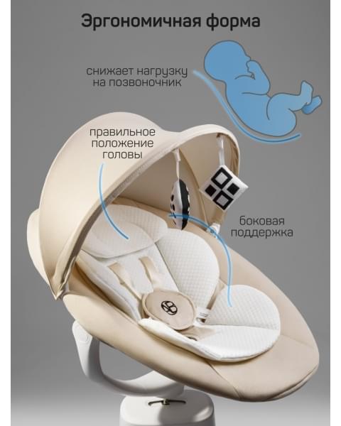 Качели электронные детские Amarobaby Jolly swing, молочный, белый вкладыш