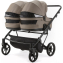 Детская коляска для двойни Adamex Leo Duo Deluxe 3 в 1 DUO-SA9 (Т.БЕЖЕВАЯ КОЖА)