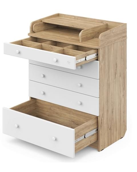 Детский пеленальный комод Атон М MAKS ЛДСП 80/5 с органайзером дуб канзас-белый