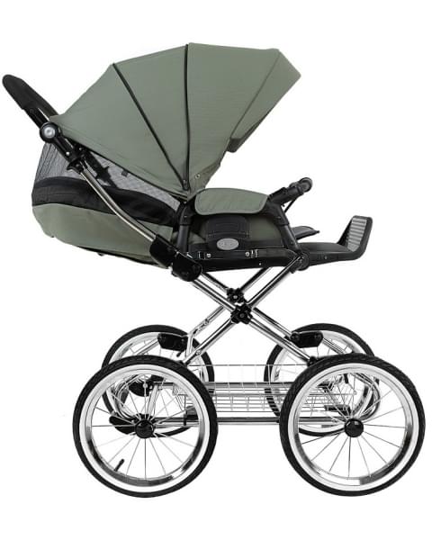 Детская коляска Roan Bass Next Classic 2.0 d14 3 в 1 с автокреслом Tutis Elo Lux EduSky Black BSNC/92/2 Sage Green/Black/руч.Black