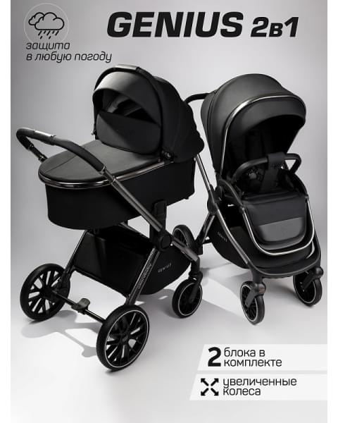 Детская коляска AmaroBaby Genius 2 в 1 черный