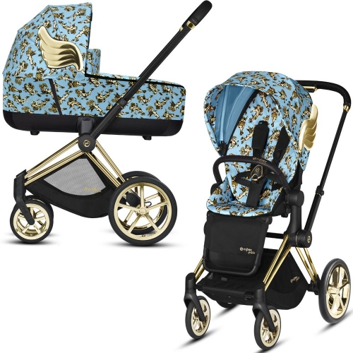 Коляска 2 в 1 Cybex Priam III Jeremy Scott Cherubs, FE JS Cherubs Blue (Голубой с рисунком)