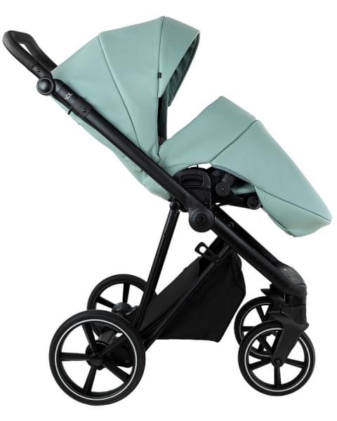 Детская коляска Roan Sol Vintage Leather 2.0 3 в 1 с автокреслом Tutis Elo Lux Edusky Black SL/13/L Misti Mint/Grey/руч. Серый