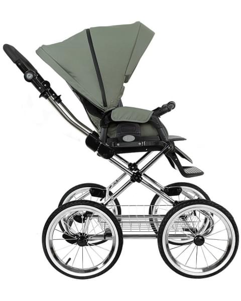 Детская коляска Roan Bass Next Classic 2.0 d14 3 в 1 с автокреслом Tutis Elo Lux EduSky Black BSNC/92/2 Sage Green/Black/руч.Black