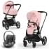 Cybex Priam IV шасси Matt Black, Peach Pink (Розовый) + Cloud T i-Size