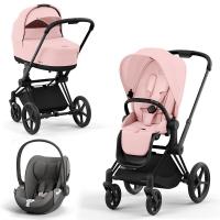 Cybex Priam 3 в 1 IV шасси Matt Black, Peach Pink (Розовый) + Cloud T i-Size