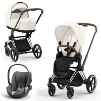 Cybex Priam IV 3 в 1 шасси Chrome Brown, Off White (Белый) + Cloud T i-Size