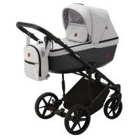 Детская коляска Adamex Amelia 2 в 1 AM266-TIP (СВ.СЕР.ТК.+Т.СЕР. КОЖА)