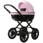 Детская коляска Adamex Chantal Retro Deluxe 3 в 1 C132B (РОЗОВ.ЗЕФИР 100% КОЖА-ЗОЛОТО.МОЛНИИ)