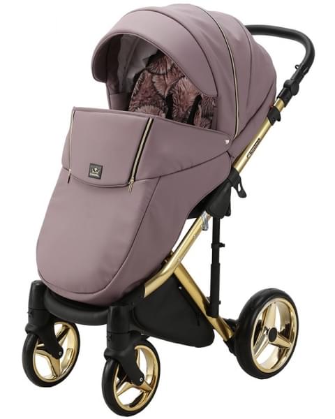 Детская коляска Adamex Chantal Special Edition Deluxe 2 в 1 С115 (СИРЕН.ПУДР.КОЖА ЗОЛОТ РАМА)