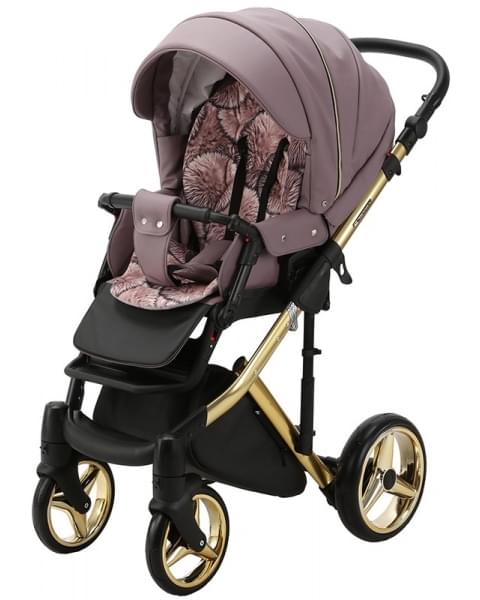 Детская коляска Adamex Chantal Special Edition Deluxe 2 в 1 С115 (СИРЕН.ПУДР.КОЖА ЗОЛОТ РАМА)