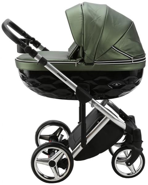 Детская коляска Adamex Chantal Special Edition Deluxe 2 в 1 С121 (ЗЕЛЕН.ПЕРЛ.КОЖА+ХРОМ РАМА)