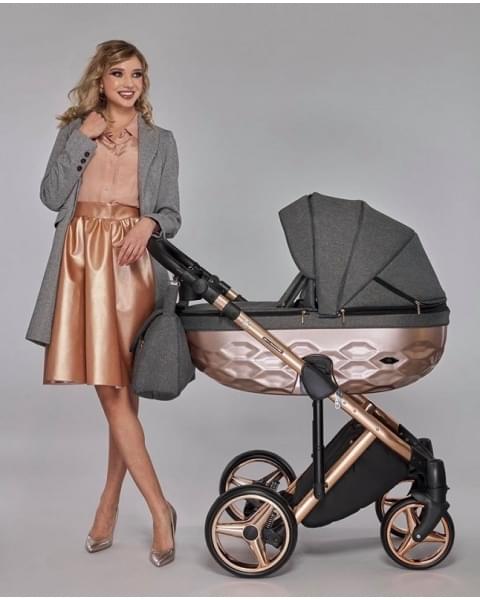 Детская коляска Adamex Chantal Star Collection 2 в 1 STAR106 БЕЛ.КОЖА+РОЗОВ.ЗОЛОТО РАМА