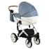 Детская коляска Adamex Encore 3 в 1 X10 (СВ.ДЖИНС+БЕЛ.РОМБ КОЖА+КАРАМЕЛЬ.КОЖ.ОТДЕЛКА)