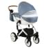 Детская коляска Adamex Encore 3 в 1 X10 (СВ.ДЖИНС+БЕЛ.РОМБ КОЖА+КАРАМЕЛЬ.КОЖ.ОТДЕЛКА)