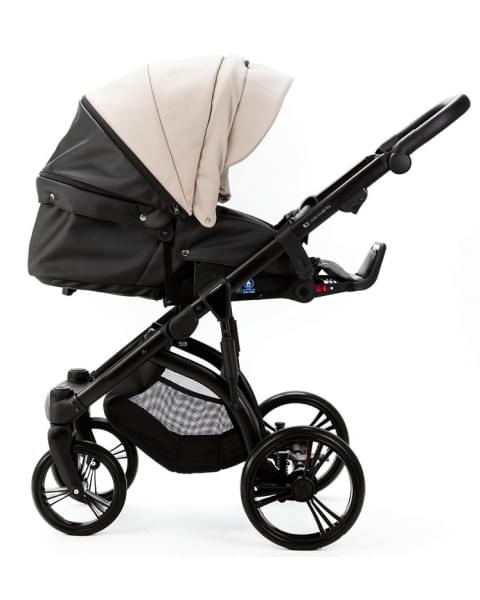 Детская коляска Adamex Lanti Deluxe 2 в 1 LN-SD110 (СВ.БЕЖ.КОЖА + ЧЕРН. КОЖА)