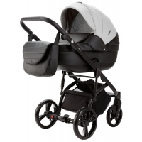 Детская коляска Adamex Lanti Deluxe 3 в 1 LN-SD01 (БЕЛ.КОЖА + ЧЕРН. КОЖА)