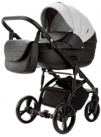 Детская коляска Adamex Lanti Deluxe 3 в 1 LN-SD01 (БЕЛ.КОЖА + ЧЕРН. КОЖА)