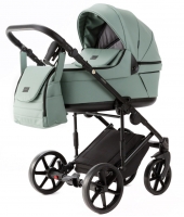 Детская коляска Adamex Locco Light Deluxe 3 в 1 LL-SA20 (СЕРО-ЗЕЛЕН. КОЖА)
