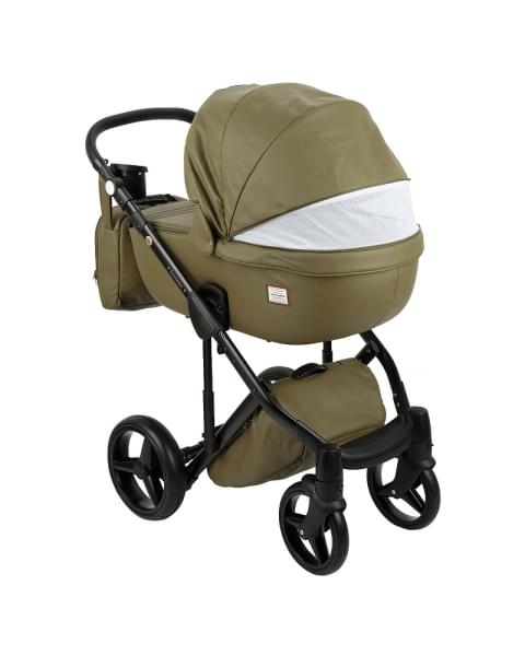 Детская коляска Adamex Luciano Deluxe 2 в 1 Q106 (ХАКИ 100% КОЖА)