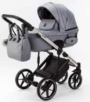 Детская коляска Adamex Lumi Air SE Deluxe 2 в 1 L-SM507 (СЕРАЯ ПЕРЛ. КОЖА+ХРОМ РАМА)