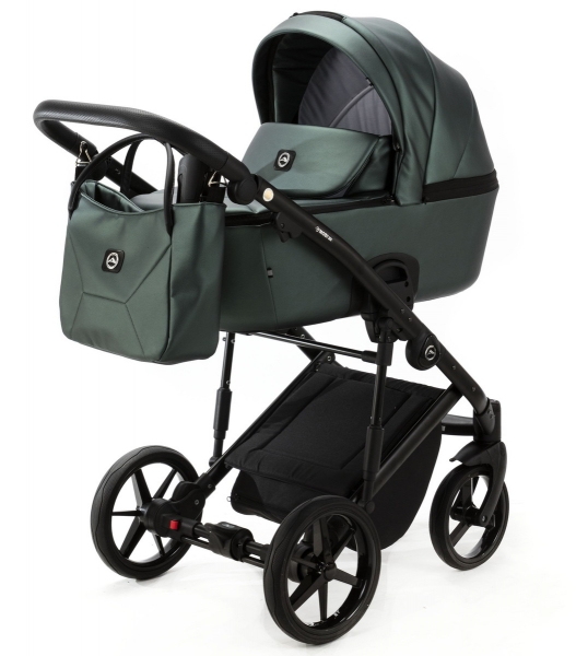 Детская коляска Adamex Mobi Deluxe 2 в 1 M-SM15 (Т.ЗЕЛЕНАЯ ПЕРЛ. КОЖА)